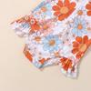 Children's Floral Long-Sleeve Swimsuit & Sun Hat Set - Quick-Dry, Sun Protection, Fashionable Beachwear for Girls