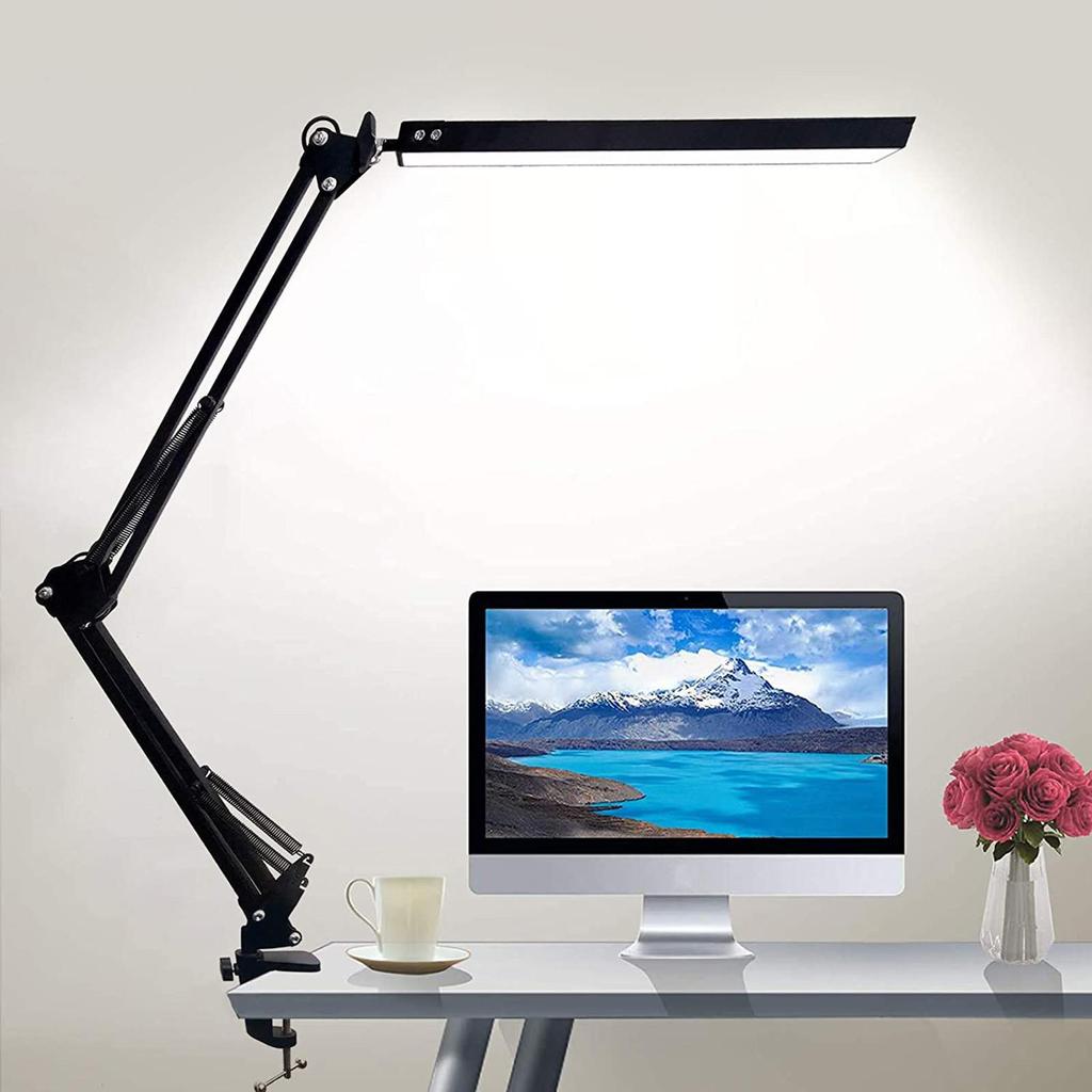 LED Desk Lamp with Clamp 3 Color Architect's Lamp with Swivel Arm Office Table