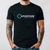 Мужская женская футболка Portal 2 Логотип Aperture Laboratories Мужская футболка Одежда для фанатов видеоигр Хлопковая футболка с коротким рукавом