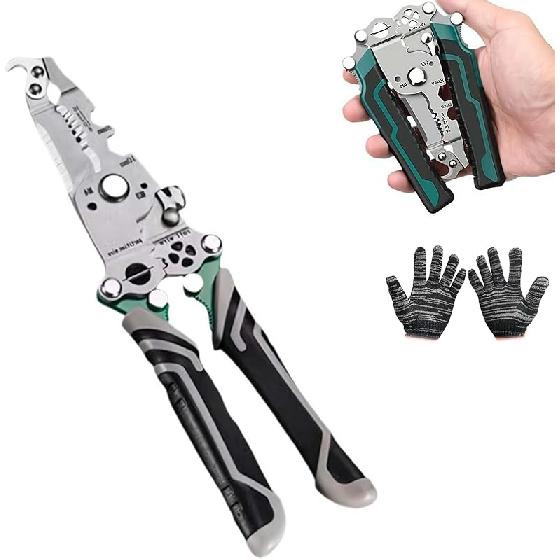 18 in 1 Wire Stripper Foldable, 2025 New Upgrade 18-in-1 Multifunctional Folding Pliers Ergonomic Professional Electrician Tool Gift (Green*1)