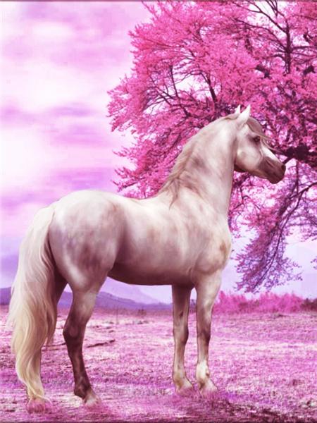 Diamond Art Painting Horse Pink Home Decor Embroidery Cross Stitch Animal Scenery Mosaic Craft Kit