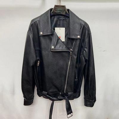 Женская кожаная куртка средней длины, весна и осень, корейский стиль, мотоциклетная кожаная куртка в стиле BF, куртка из искусственной кожи в гонконгском стиле, куртка оверсайз