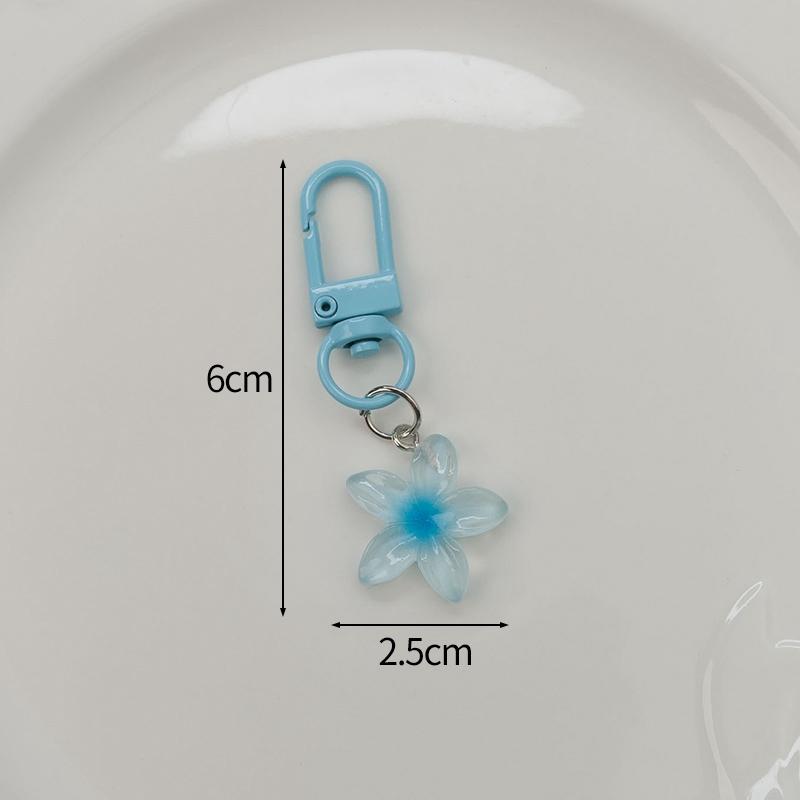 Lovely Sakura Flower Keychain Charm Cute Colored Transparent Flower Keychain Pendant Enamel Bag Hanging Pendent Charms Key Ring