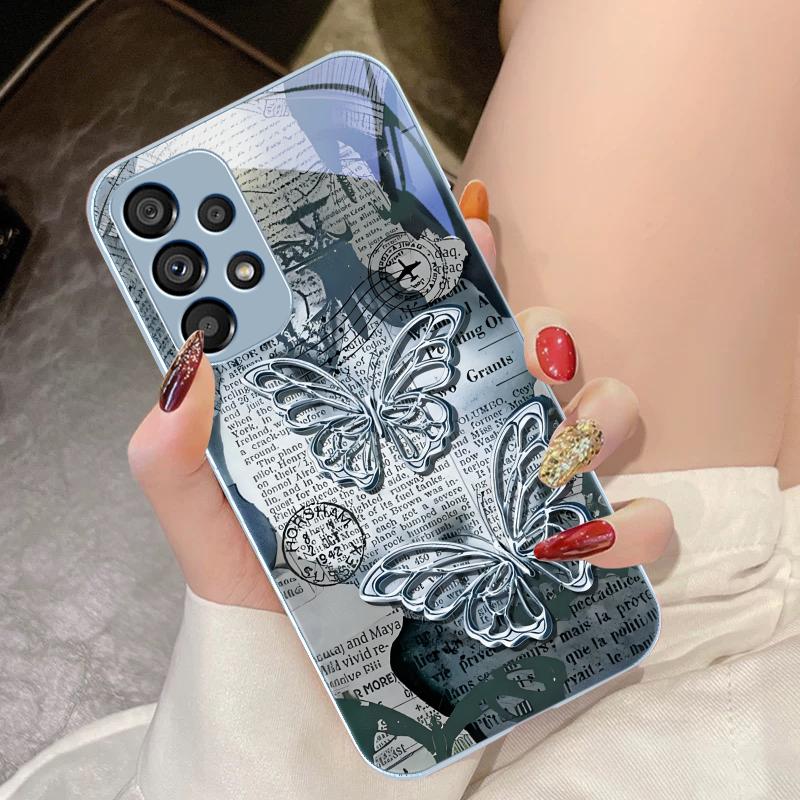 Винтажная Бабочка Для Samsung Galaxy S10 4G S20 11E 30 S21 22 S24 Fe Pro S23 S25 Ultra 5G S9 Чехол Из Закаленного Стекла Для Телефона