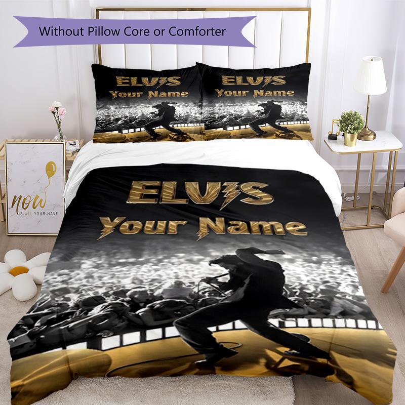 Elvis Presley Customize Your Name Bed CoverBed Perfect for Decorate room Soft Bedding Bedroom Decor Perfect Gift for Women/Men