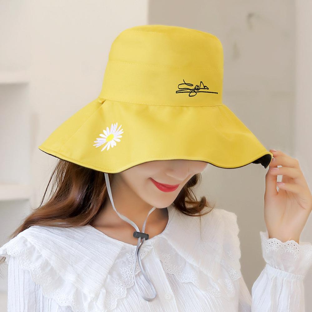 UV Protection Daisy Bucket Hat Sunscreen Fisherman Cap Fashion Outdoor Sun Hat Fishing
