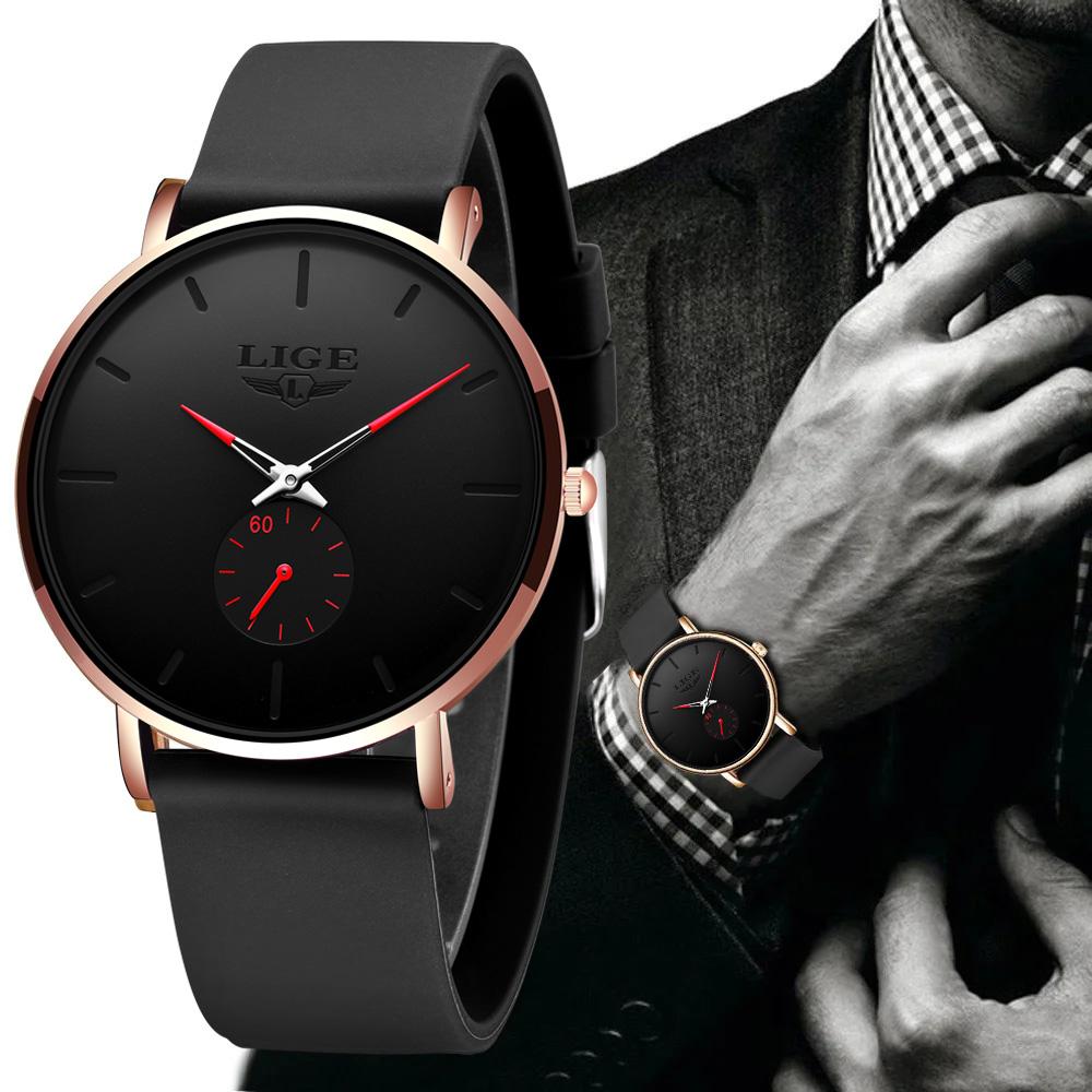 LIGE New Fashion Mens Watches Top Brand Luxury Sports Waterproof Simple UltraThin Quartz Watch Man Clock Relogio Masculino+Box