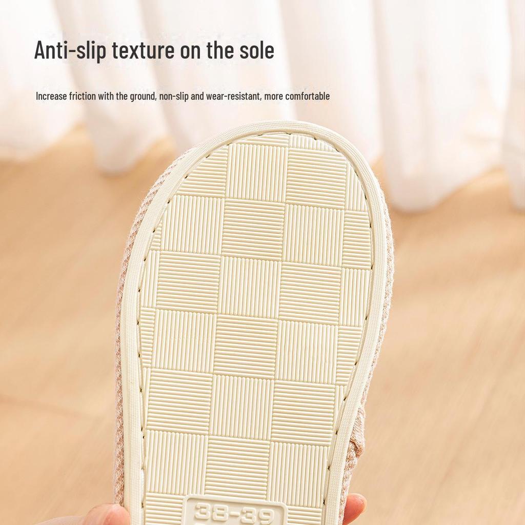 Льняные тапочки Jieliya 2024 Unisex - Бесшумный домашний хлопок для всех сезонов