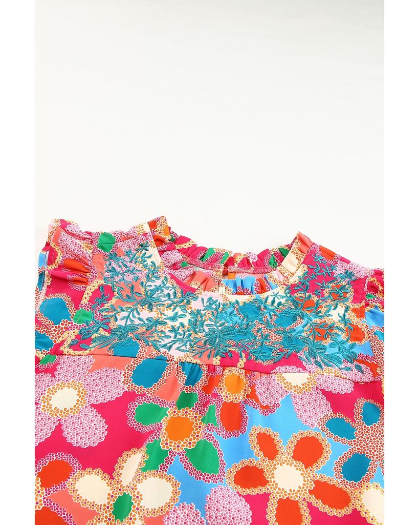 Azura Exchange Floral Print Ruffle Trim Tank Top