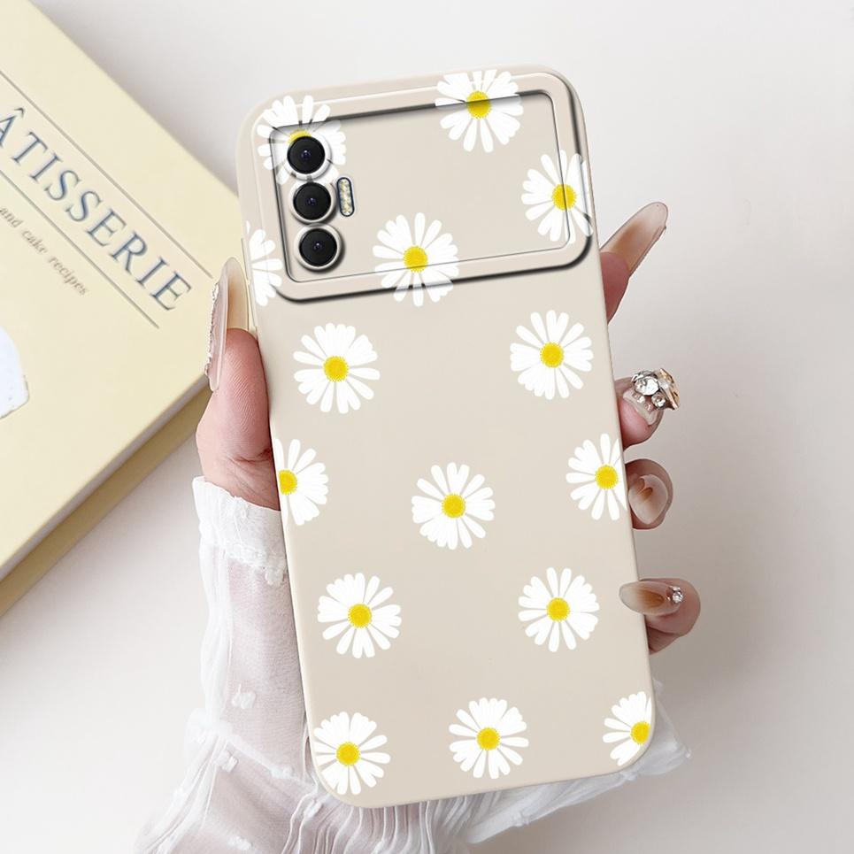 Phone Shell For Tecno Spark 8P Woman Fashion Flower Butterfly Coques For Tecno Spark 9T India Back Covers Soft Liquid Silicone