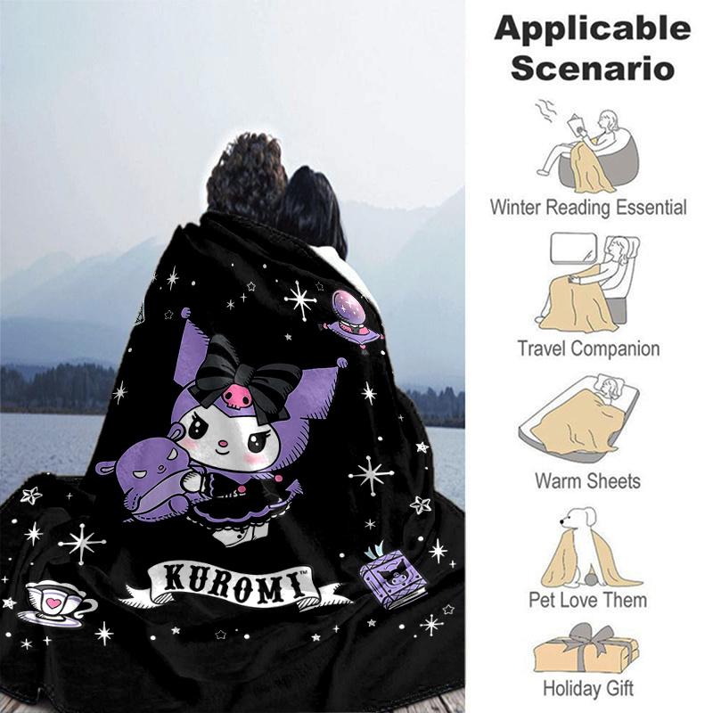 1pc Cute Kuromi's Enchanted Night Blanket, Soft Throw for Home Decor, Gift Idea, Living Room, Travel, Camping, Car Blankets, Beach, Office Naps, Suita