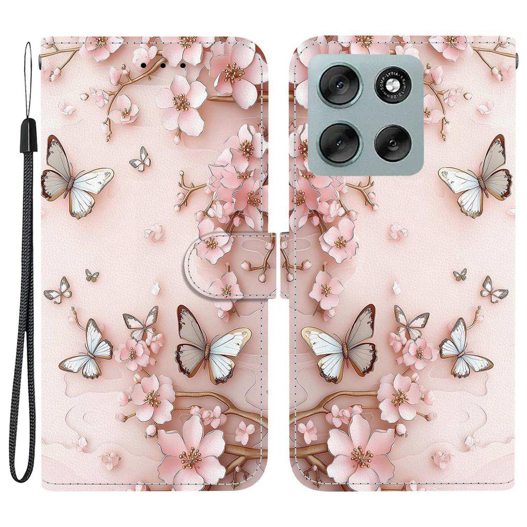 Для Motorola Moto G56 5G Кошелек Чехол С Принтом Кожаная Подставка Чехол для Телефона с Ремешком