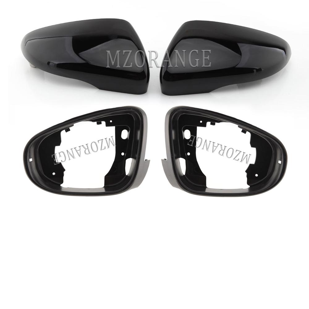 Боковое зеркало с подогревом, стекло зеркала заднего вида, крышка для VW Golf 6 MK6 2009-2013, ярко-черная крышка корпуса зеркала с дверным крылом