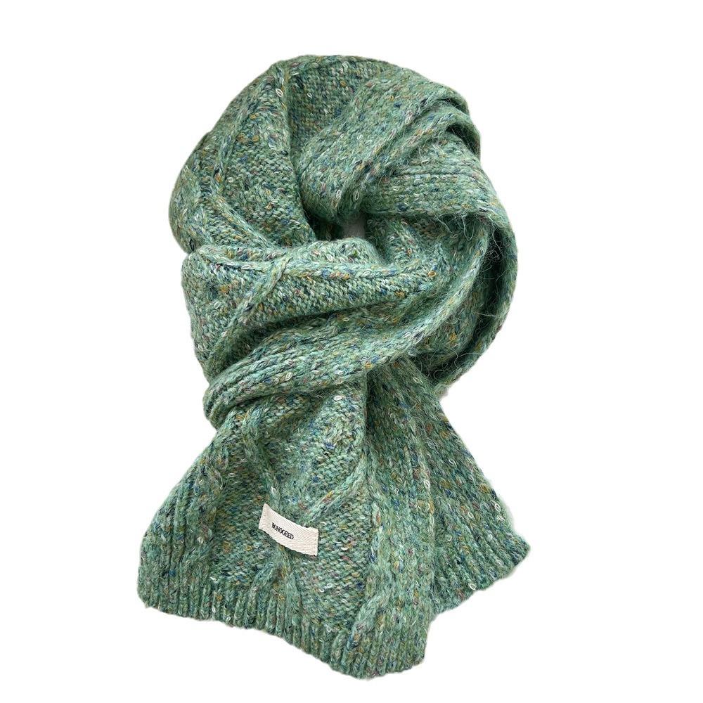 Flower Japanese Scarf Women'S Winter Warm Solid Color Wool Knitted Scarf Student Male Couple