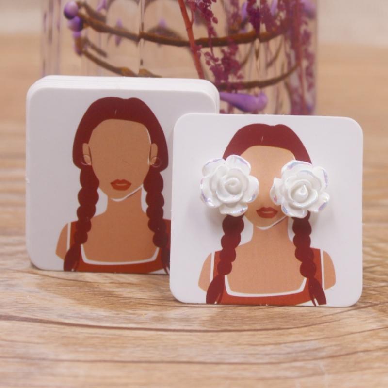 100 шт. 4 x 4 см новые роскошные ювелирные изделия жемчужная пудра бумажные карточки для демонстрации сережек, серьги, этикетки для упаковки сережек