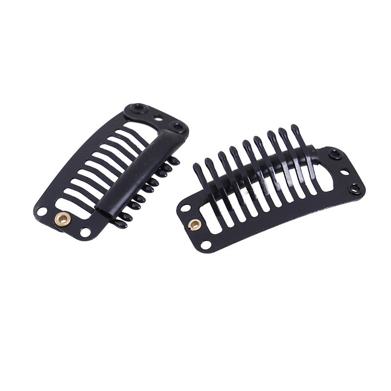 10/100 Зажимы для парика Зажимы для парика с резиновой накладкой на заднюю часть волос, черные 9 зубов