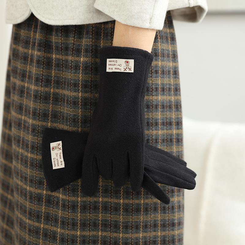 Women'S German Velvet Gloves Windproof And Warm Touch Screen Gloves Driving And Riding Touch Screen Warm Students Thickened And Velvet