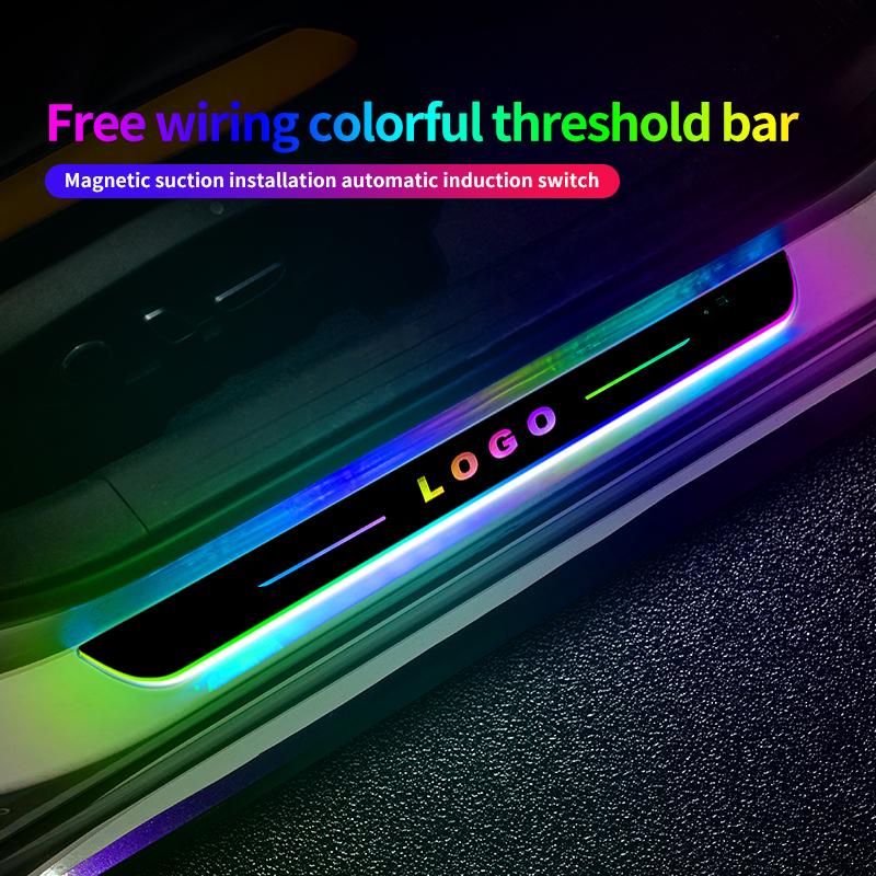 [Customized] Car door illuminated sill light logo Projector lamp USB Power Moving LED Welcome Pedal Car Scuff Plate Pedal light