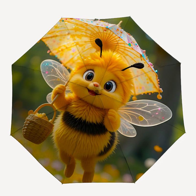 1pc Bee Umbrella Automatic Open/Close Umbrella with Folding feature Compact Travel Umbrella, Lightweight design, for Commuting093