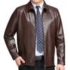 Куртка из искусственной кожи мужская среднего возраста флисовая утолщенная кожаная куртка повседневная воротник-лацкан пальто весна осень и зима