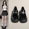 Студенческие кожаные туфли на толстой подошве и толстом каблуке для женщин на осень, новые универсальные французские лоферы с одним ремешком, одинарные туфли, модные