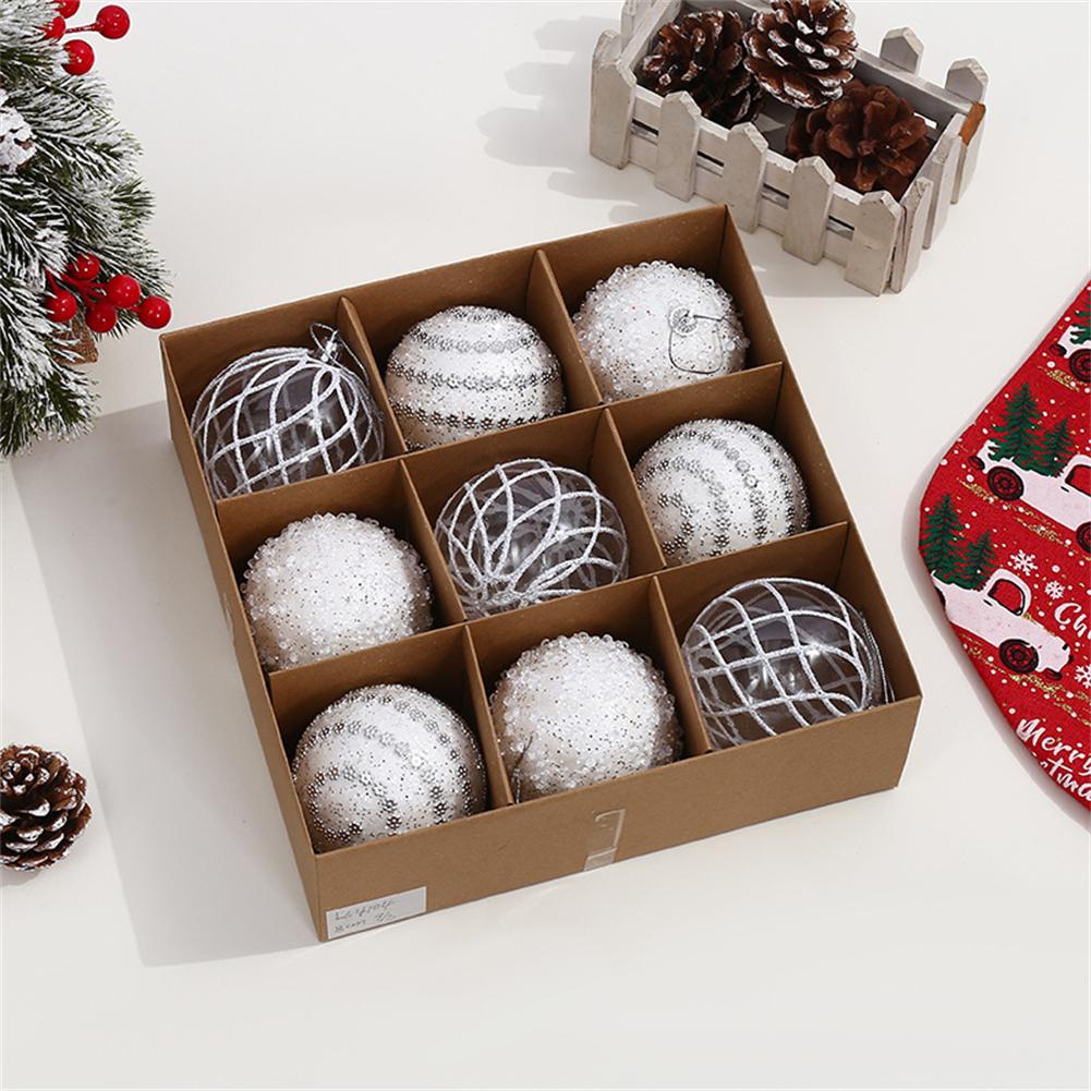 8CM 9Pcs Christmas Ball Ornament Christmas Tree Holiday Decoration Home Christmas Decoration Accessories