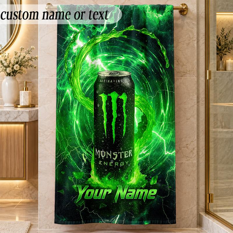 Beach TowelMonster Energy Custom Name Text Personalized Soft Towel for Beach Pool Indoor Home Decor Gift