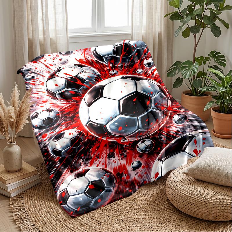 Soccer Ball Crashes Through Rocks Theme blanket Lightweight Warm Flannel Blanket Decorative Throw Blanket for Home Decoration