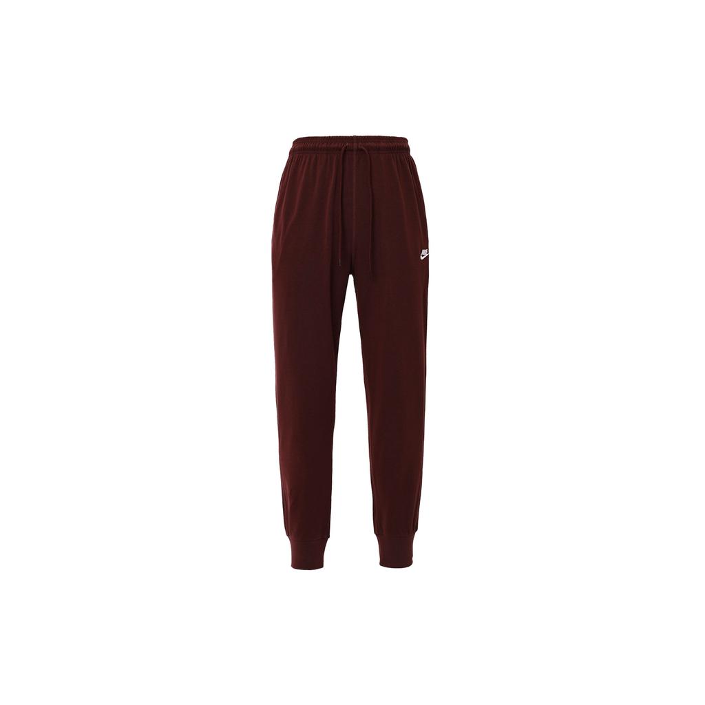 Nike Club Logo Embroidery Pattern Solid Color Elastic Waist Mid Rise Knit Casual Pants Men Pants Burgundy FQ4331-652