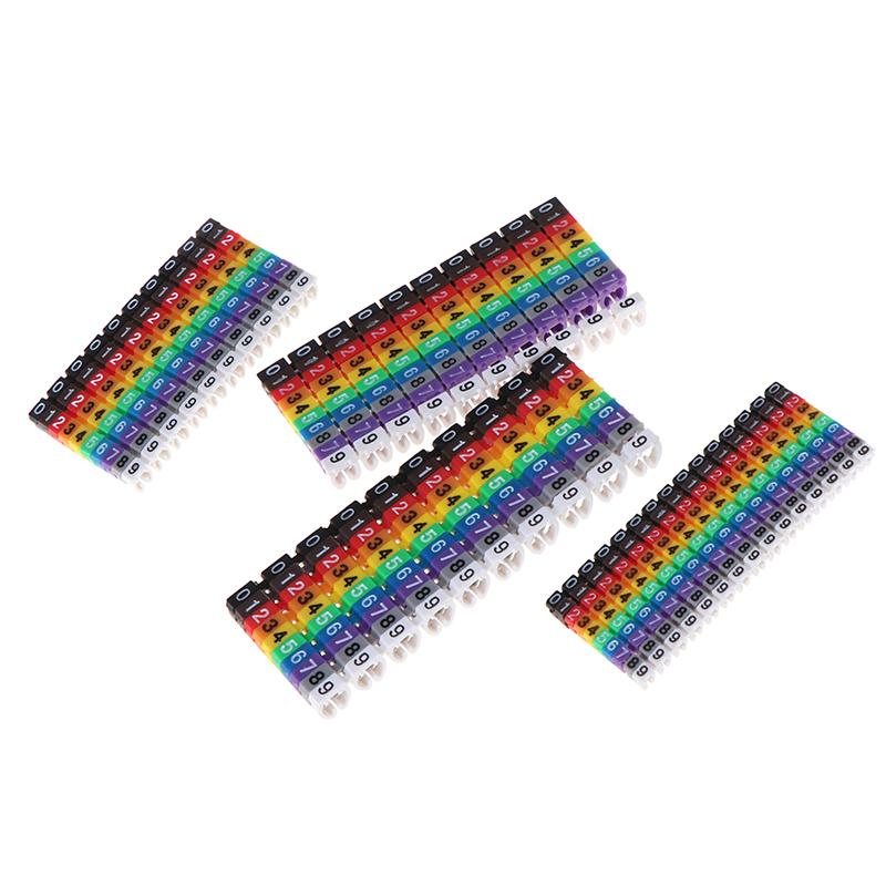 100/150Pcs For 2-3mm Wire 1.5mm², 2.5mm², 4mm², 6mm² Wire Number Box Cable Marker Colourful C-Type Marker Number Tag Label