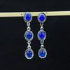 Natural Lapis Lazuli Gemstone Earrings, 925 Sterling Silver Earring, Handmade Boho Silver Jewelry Dangle Earrings, Party Wear Gift