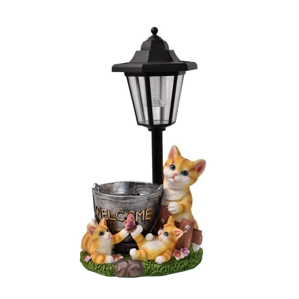Hand-Painted Resin Outdoor Figurine Light Solar Landscape Decor Light  Lawn Ornament