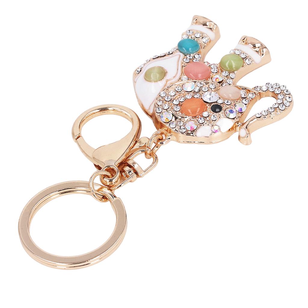 Zinc Alloy Elephant Shape Keychain with Rhinestone Beautiful Appearance Eco Friendly Fashionable Keychain