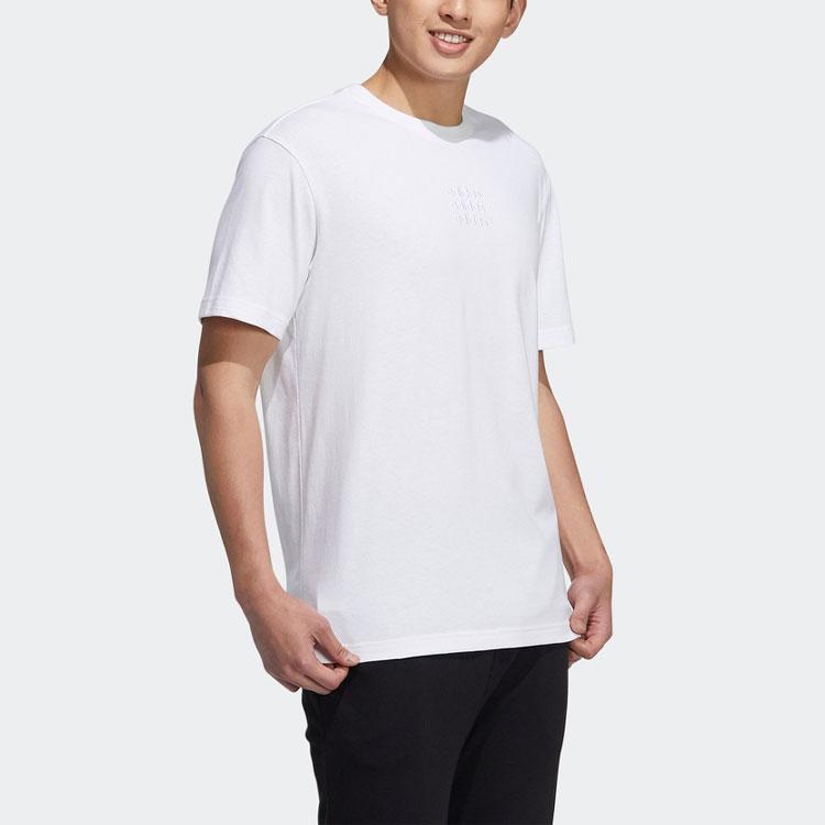 Adidas Neo с вышитым логотипом, однотонная спортивная футболка с круглым вырезом, мужские топы, белые H14209