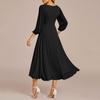 Women's Fashion V-Neck Long Sleeve Loose Slim Evening Casual Chiffon Dresses