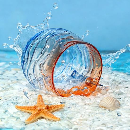 Кружка для напитков 'Закатная волна' 393 мл, уникальная текстура морского стекла, градиентный цвет, стакан для холодных напитков, ручная работа, декор для дома