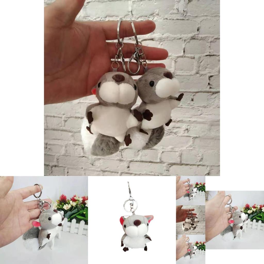 Adorable Gray Squirrel Plush Keychain For Bags And Cars Perfect Gift For Couples