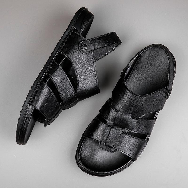 Fashion Genuine Leather Men's Sandals Hot Sale Man Summer Footwear Waterproof Half Drag Anti-slip Slippers Breathable Mens Casual Shoes