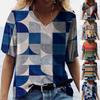 Fashion Women Casual Top Printing V-neck Loose Short-sleeved T-shirt