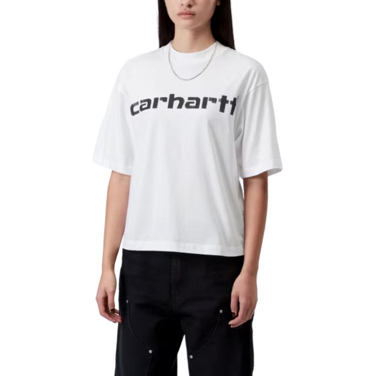 Carhartt WIP Женская футболка с коротким рукавом Archive Script Удобная Простая Круглый вырез Короткий рукав Женские топы I036042-02-XX