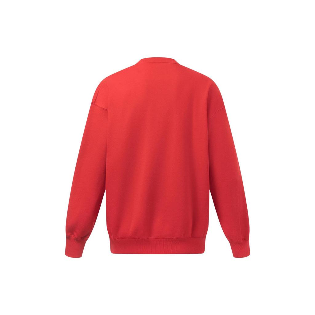 Толстовка с круглым вырезом и длинными рукавами Li Ning Cartoon Print, унисекс, малиново-красная AWDT315-1