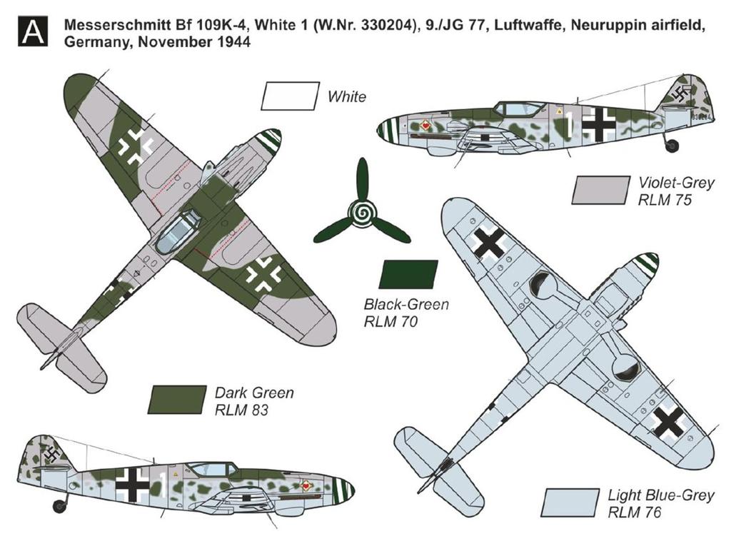 Mark I Plastic Model Kit MKM 144074N 1/144 Bf109K-4 "Kurfürst" (2 kits) (Airplane)