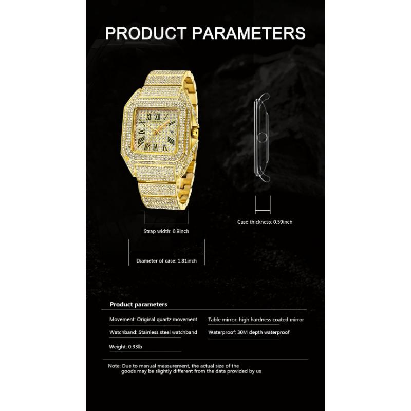 PINTIME Роскошные часы для мужчин, водонепроницаемые, кварцевые наручные часы с римским светящимся циферблатом и календарем, мужские часы