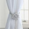 Rhinestone Flower Magnetic Curtain Buckle Tieback Holdback Drape Holder Decor
