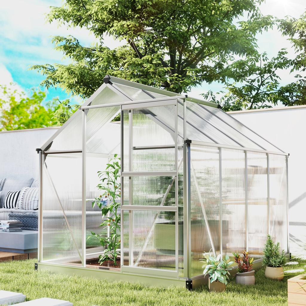 6 x 8ft Walk-In Greenhouse, with Sliding Door - Clear