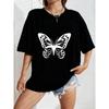 White Oversized T Shirt With Butterfly Print For Casual Wear