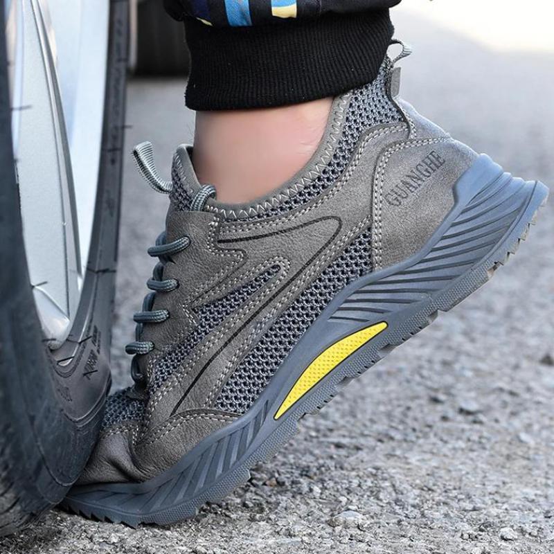Fashion Steel Toe Safety Shoes Summer Mesh Safety Shoes Breathable Work Shoes Protective Lightweight Work Safety Sneakers for Men Women