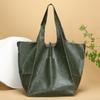 Ретро Супер Большая Сумка Через Плечо Женская Однотонная Сумка-Тоут из Мягкой Кожи Повседневная Сумка-Шоппер Под Мышку
