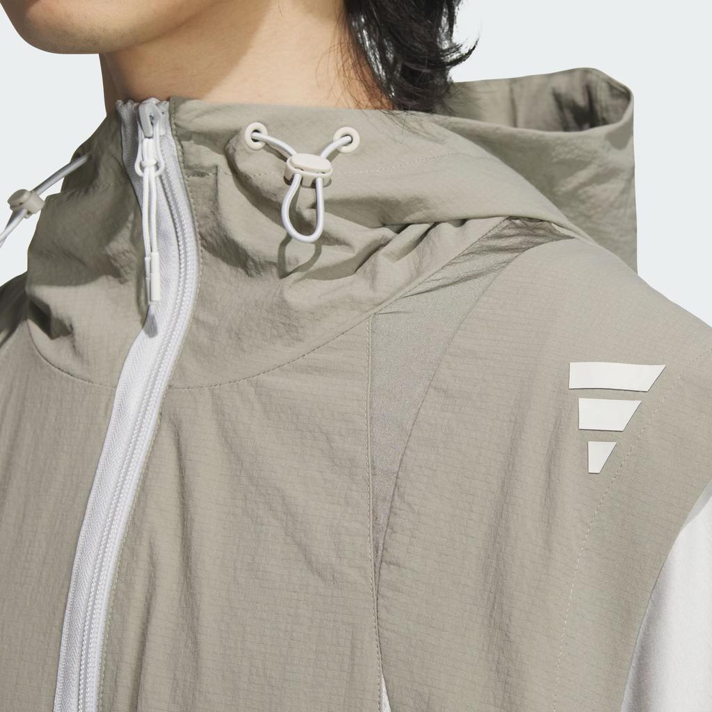 adidas Жилет Future Style Woven с капюшоном и застежкой-молнией, свободный крой, без рукавов, мужские жилеты, серебристо-светло-серый JL9961