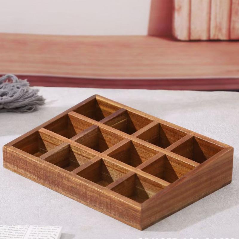 Wooden Spice Rack with 12 Compartments for Kitchen Storage